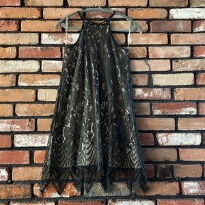 Gorgeous Lace Green Dress with Nude Underlay